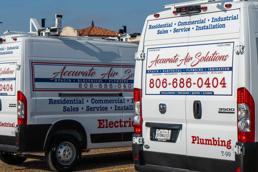 Accurate Air Solutions service vans at the Lubbock branch