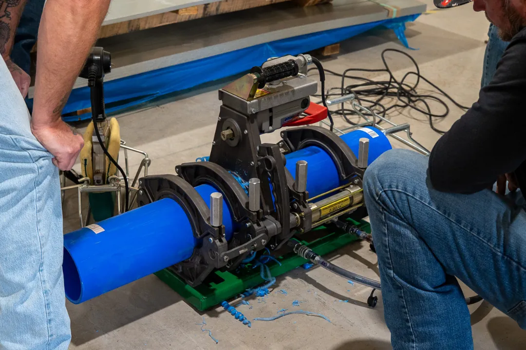 HDPE pipe fusion on a commercial water main