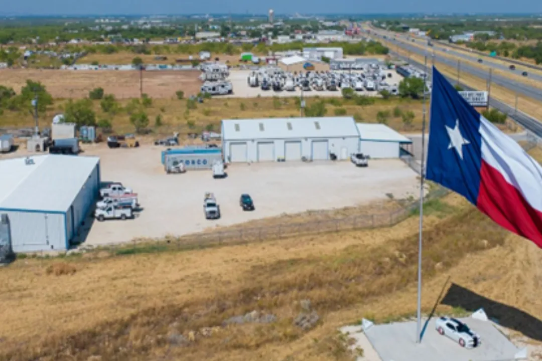Aerial view of the Accurate Air Solutions yard in Abilene