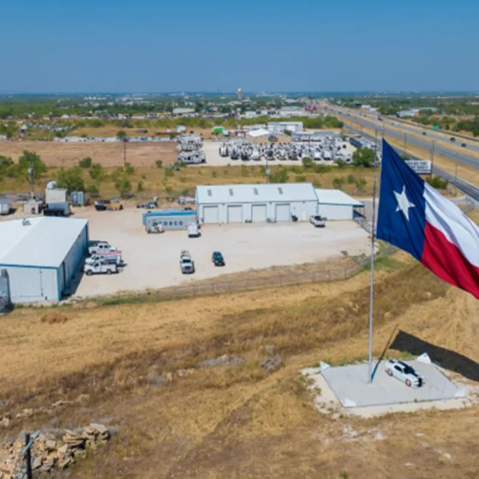 Aerial view of the Abilene yard and fleet